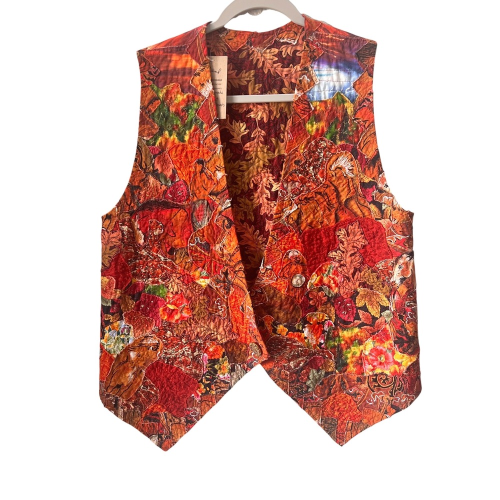 Handmade Quilted Vest Wearable Art Western Horse Patchwork Boho Cottagecore OOAK